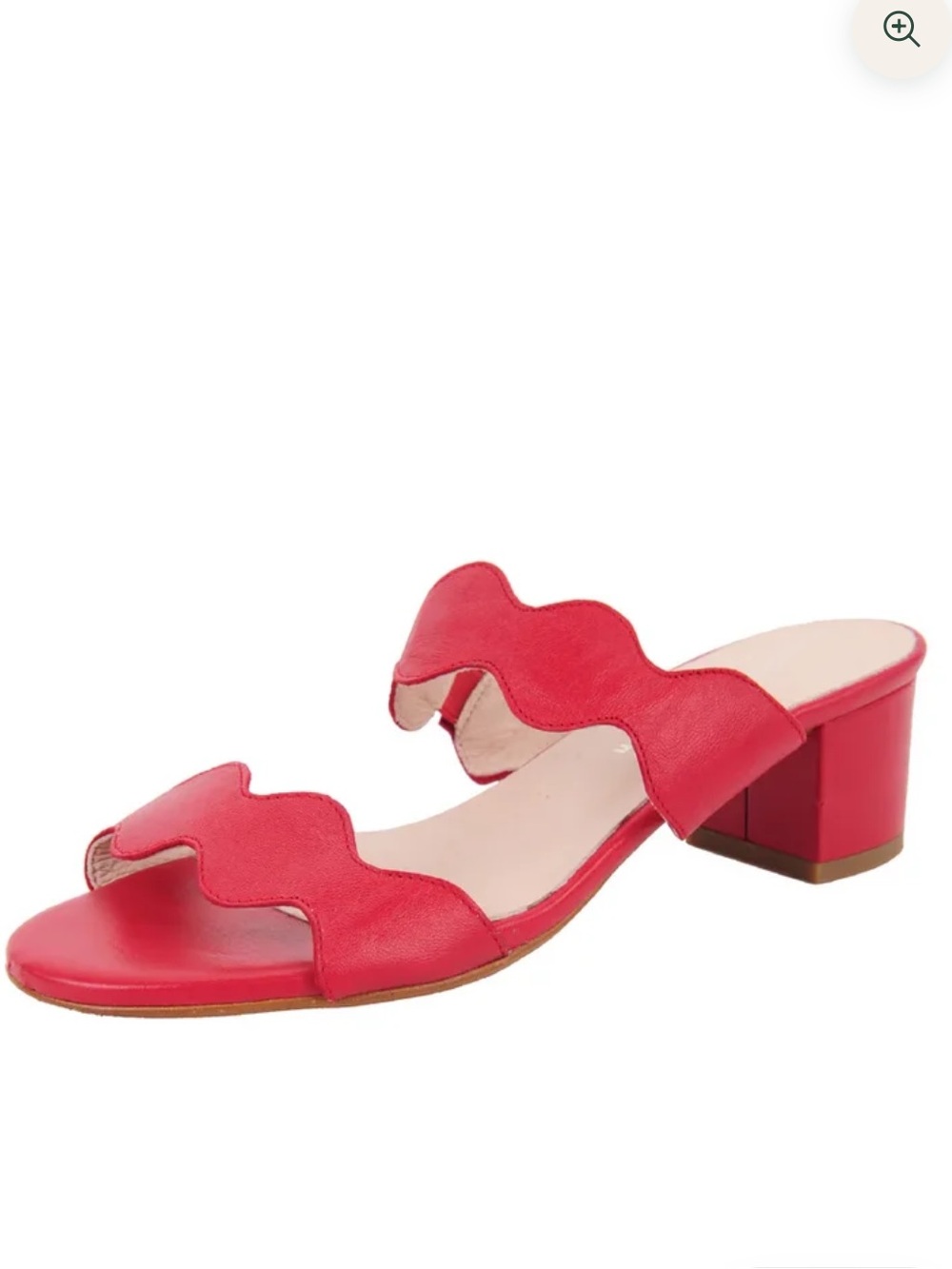 Patricia Green Red Wavy Leather Slide Mules